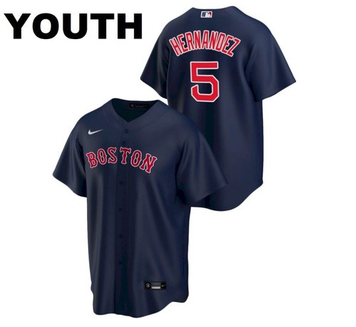Youth Boston Red Sox #5 Enrique Hernandez Navy Jersey