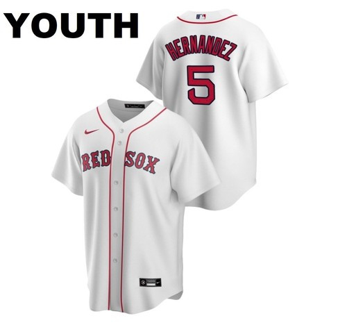 Youth Boston Red Sox #5 Enrique Hernandez White Jersey