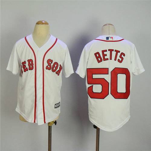 Youth Boston Red Sox #50 Mookie Betts White Jersey