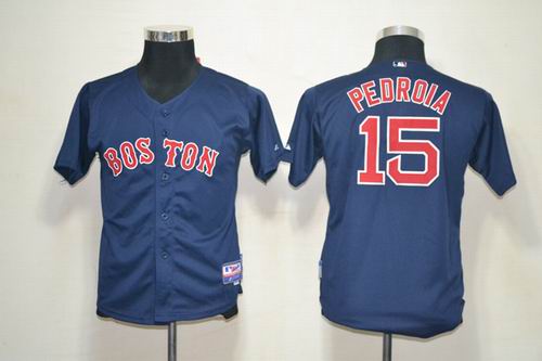 Youth Boston Red Sox 15# Dustin Pedroia blue jerseys