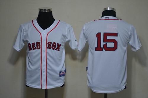 Youth Boston Red Sox 15# Dustin Pedroia white jerseys