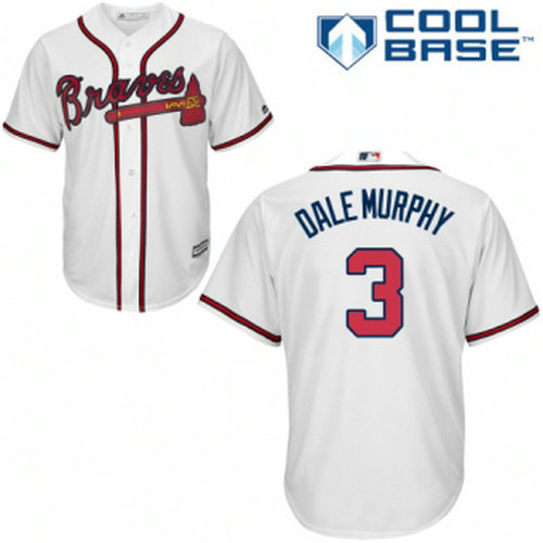 Youth Braves #3 Dale Murphy White Cool Base Jersey