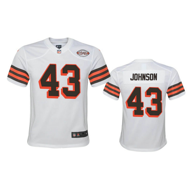 Youth Browns #43 John Johnson Nike 1946 Collection Alternate Game Limited NFL Jersey - White