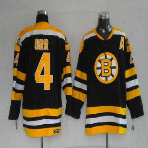 Youth Bruins #4 Bobby Orr Stitched CCM Throwback Black NHL Jersey