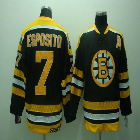 Youth Bruins #7 Phil Esposito Stitched Black CCM Throwback NHL Jersey