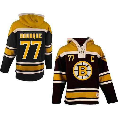 Youth Bruins #77 Ray Bourque Black Sawyer Hooded Sweatshirt Stitched NHL Jersey