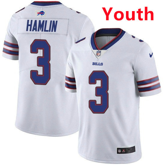 Youth Buffalo Bills #3 Damar Hamlin White Vapor Untouchable Limited Stitched Jersey
