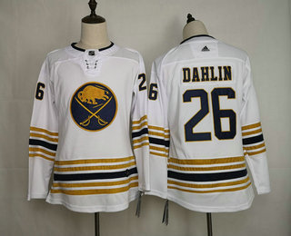 Youth Buffalo Sabres #26 Rasmus Dahlin White With Gold 50th Anniversary Adidas Stitched NHL Jersey