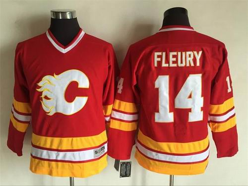 Youth Calgary Flames #14 Theoren Fleury Red CCM Throwback Jersey