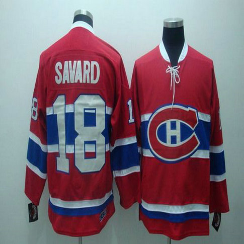 Youth Canadiens #18 Serge Savard Stitched Red CH CCM Throwback NHL Jersey