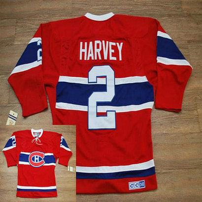 Youth Canadiens #2 Doug Harvey Stitched Red CH CCM Throwback NHL Jersey