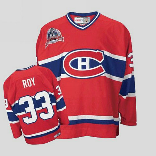 Youth Canadiens #33 Patrick Roy Stitched Red CCM NHL Jersey
