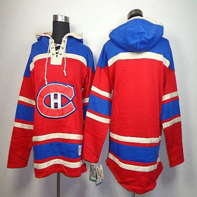 Youth Canadiens Blank Red Sawyer Hooded Sweatshirt Stitched NHL Jersey