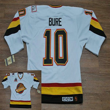 Youth Canucks #10 Pavel Bure Stitched White CCM Throwback Vintage NHL Jersey