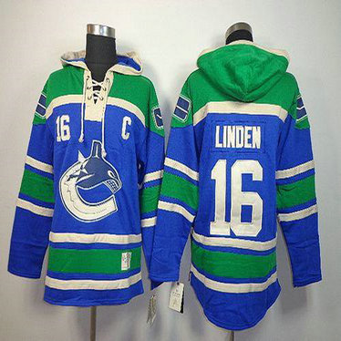 Youth Canucks #16 Trevor Linden Blue Sawyer Hooded Sweatshirt Stitched NHL Jersey