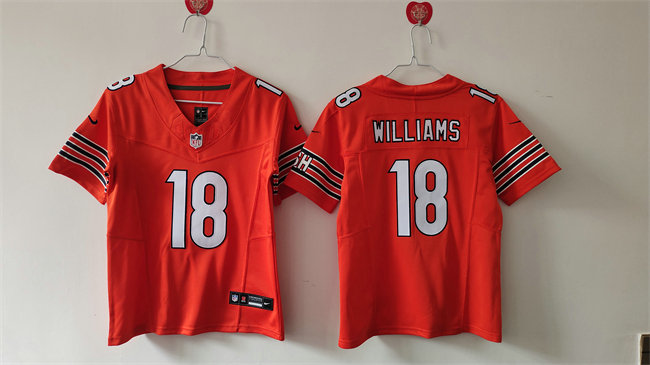 Youth Chicago Bears #18 Caleb Williams Orange 2024 Draft F.U.S.E Vapor Stitched Football Jersey