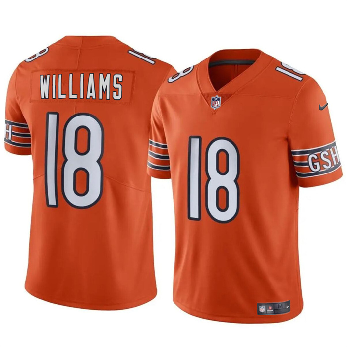 Youth Chicago Bears #18 Caleb Williams Orange 2024 Draft Vapor Stitched Football Jersey