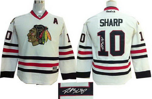 Youth Chicago Blackhawks #10 Patrick Sharp 2014 Stadium Series Hockey NHL white ignature jerseys