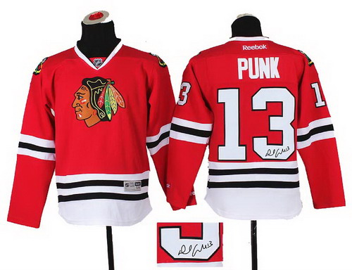 Youth Chicago Blackhawks #13 CM Punk red 2014 Stadium Series Hockey NHL ignature jerseys