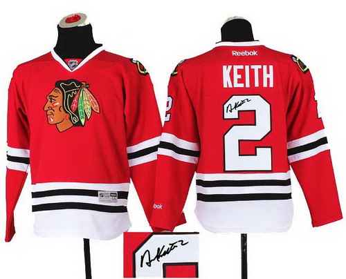 Youth Chicago Blackhawks #2 Duncan Keith red 2014 Stadium Series Hockey NHL ignature jerseys