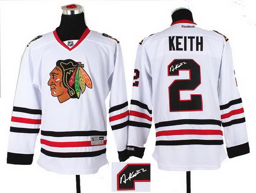 Youth Chicago Blackhawks #2 Duncan Keith white 2014 Stadium Series Hockey NHL ignature jerseys