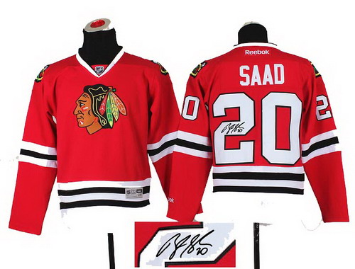 Youth Chicago Blackhawks #20 Brandon Saad red 2014 Stadium Series Hockey NHL  signature jerseys