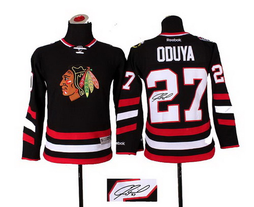 Youth Chicago Blackhawks #27 Johnny Oduya black 2014 Stadium Series Hockey NHL signature jerseys
