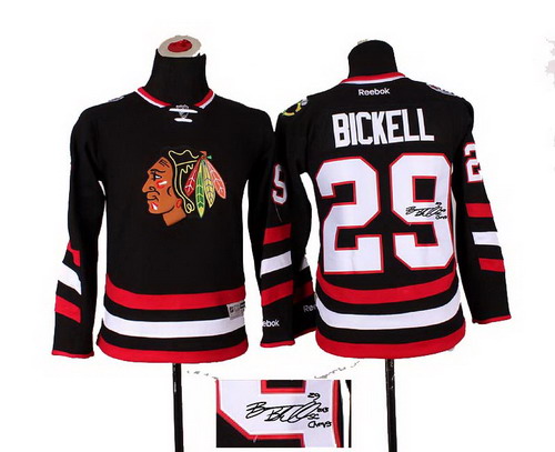 Youth Chicago Blackhawks #29 Bryan Bickell white 2014 Stadium Series Hockey NHL signature jerseys