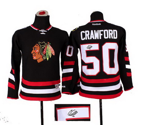 Youth Chicago Blackhawks #50 Corey Crawford black 2014 Stadium Series Hockey NHLsignature jerseys
