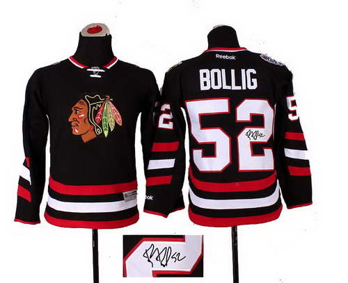 Youth Chicago Blackhawks #52 Brandon Bollig black 2014 Stadium Series Hockey NHL signature jerseys