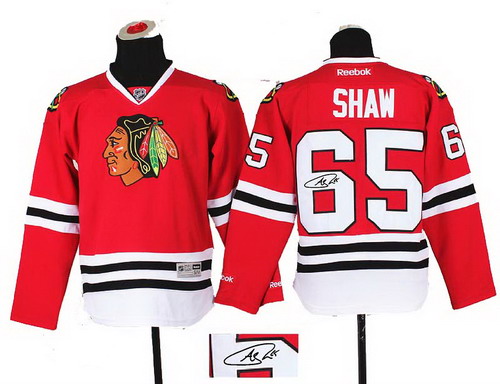 Youth Chicago Blackhawks #65 Andrew Shaw red 2014 Stadium Series Hockey NHL signature jerseys