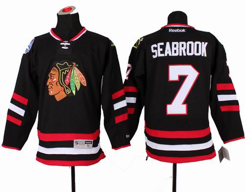 Youth Chicago Blackhawks #7 Brent Seabrook Black 2014 Stadium Series Hockey NHL Jersey