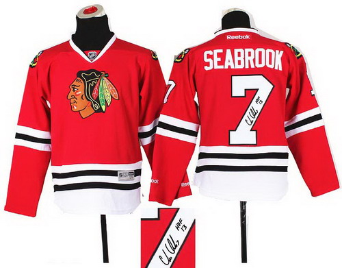 Youth Chicago Blackhawks #7 Brent Seabrook red 2014 Stadium Series Hockey NHL signature jerseys