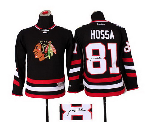 Youth Chicago Blackhawks #81 Marian Hossa black 2014 Stadium Series Hockey NHL ignature jerseys