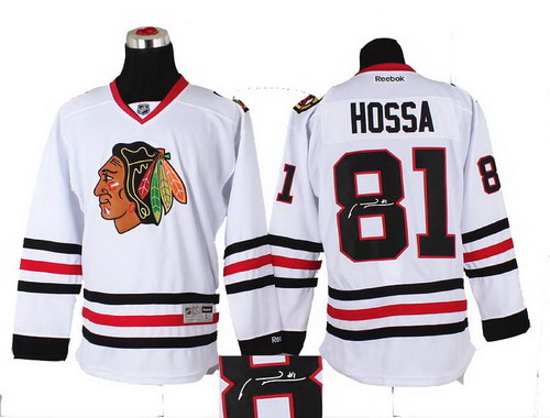 Youth Chicago Blackhawks #81 Marian Hossa white 2014 Stadium Series Hockey NHL ignature jerseys