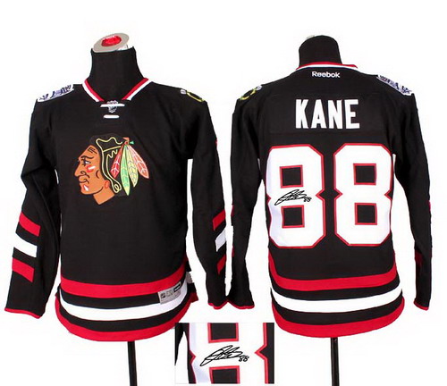 Youth Chicago Blackhawks #88 Patrick Kane black 2014 Stadium Series Hockey NHL signature jerseys