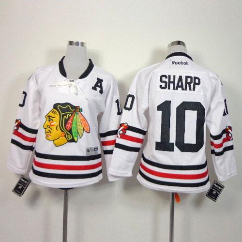 Youth Chicago Blackhawks 10 Patrick Sharp White 2015 Winter Classic Stitched NHL Jersey