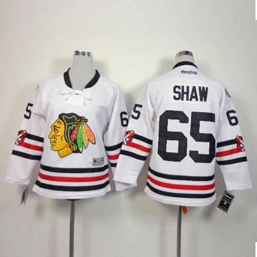 Youth Chicago Blackhawks 65 Andrew Shaw White 2015 Winter Classic Stitched NHL Jersey