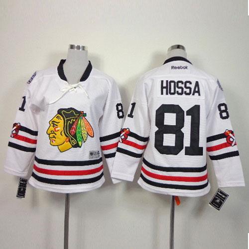 Youth Chicago Blackhawks 81 Marian Hossa White 2015 Winter Classic Stitched NHL Jersey