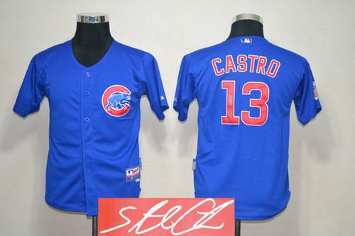 Youth Chicago Cubs #13 Starlin castro blue signature jerseys