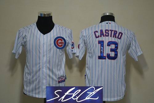 Youth Chicago Cubs #13 Starlin castro white signature jerseys