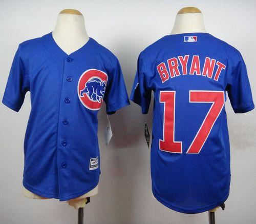 Youth Chicago Cubs 17 Kris Bryant Blue New Cool Base Baseball Jersey