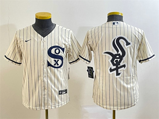 Youth Chicago White Sox Cream Team Big Logo Stitched Jersey 01