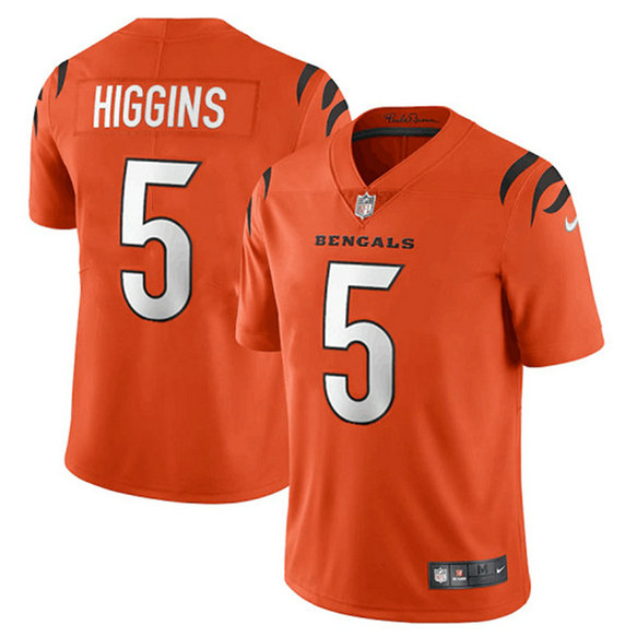 Youth Cincinnati Bengals #5 Tee Higgins Orange Vapor Untouchable Limited Stitched Jersey