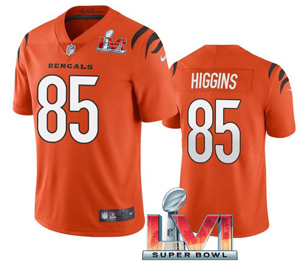 Youth Cincinnati Bengals #85 Tee Higgins 2022 Orange Super Bowl LVI Vapor Limited Stitched Jersey
