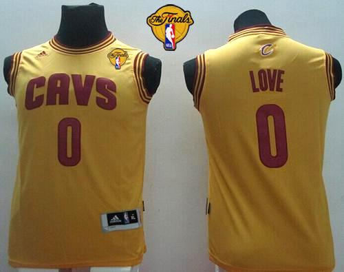 Youth Cleveland Cavaliers 0 Kevin Love Gold The Finals Patch Revolution 30 NBA Jerseys