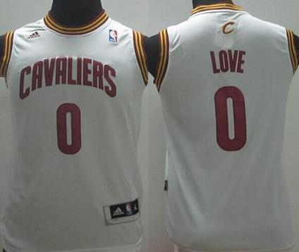 Youth Cleveland Cavaliers 0 Kevin Love White Stitched Revolution 30 Swingman NBA Jersey