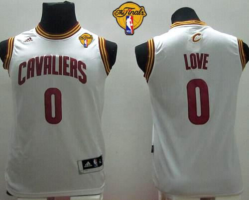 Youth Cleveland Cavaliers 0 Kevin Love White The Finals Patch Revolution 30 NBA Jersey