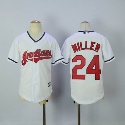 Youth Cleveland Indians #24 Andrew Miller White jerseys
