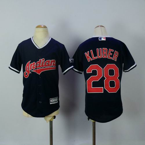 Youth Cleveland Indians #28 kluber blue Jersey